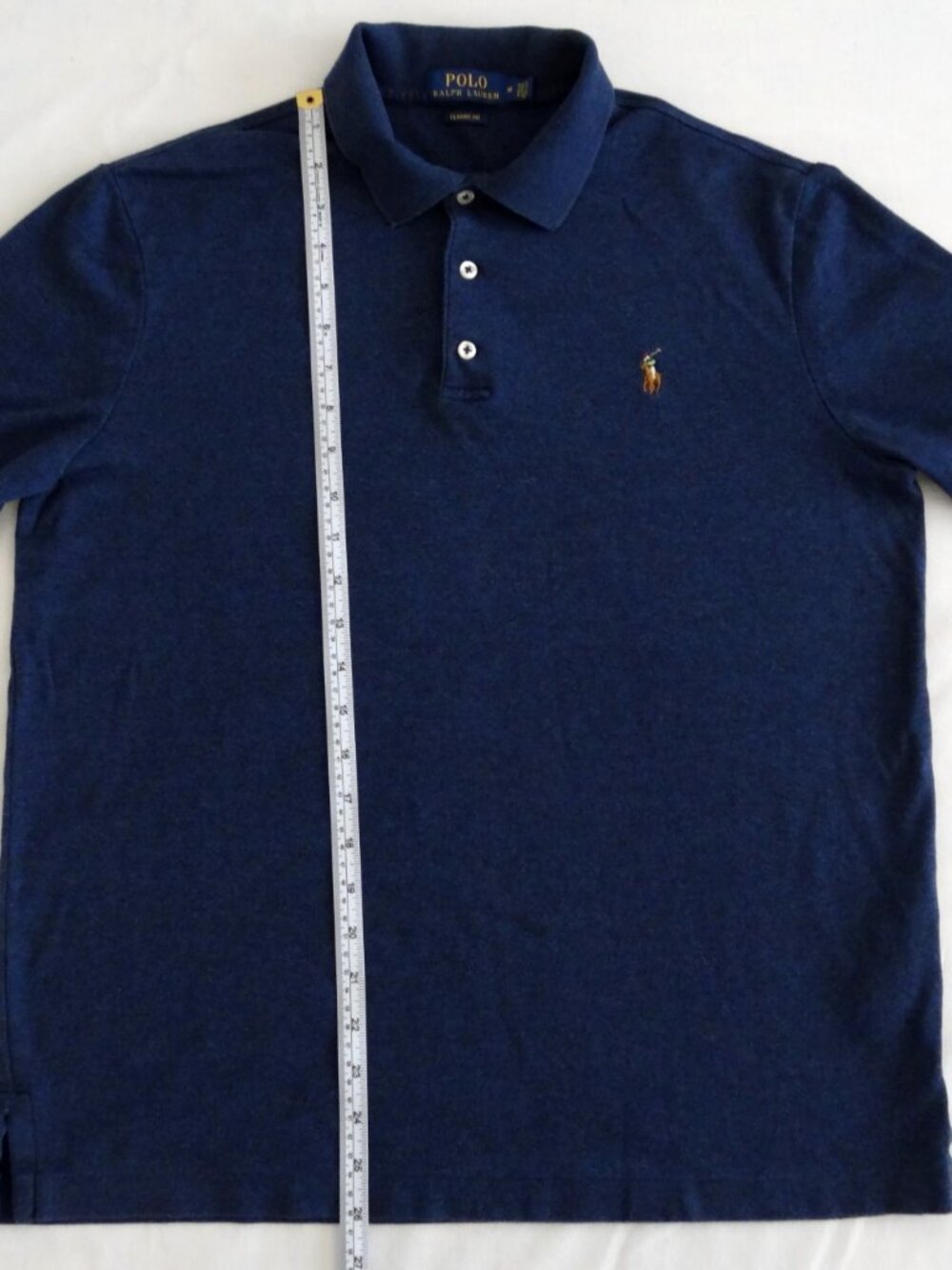 POLO RALPH LAUREN Men's M Classic Fit Short Sleeve Polo Shirt Navy Heather Soft - Picture 5 of 7